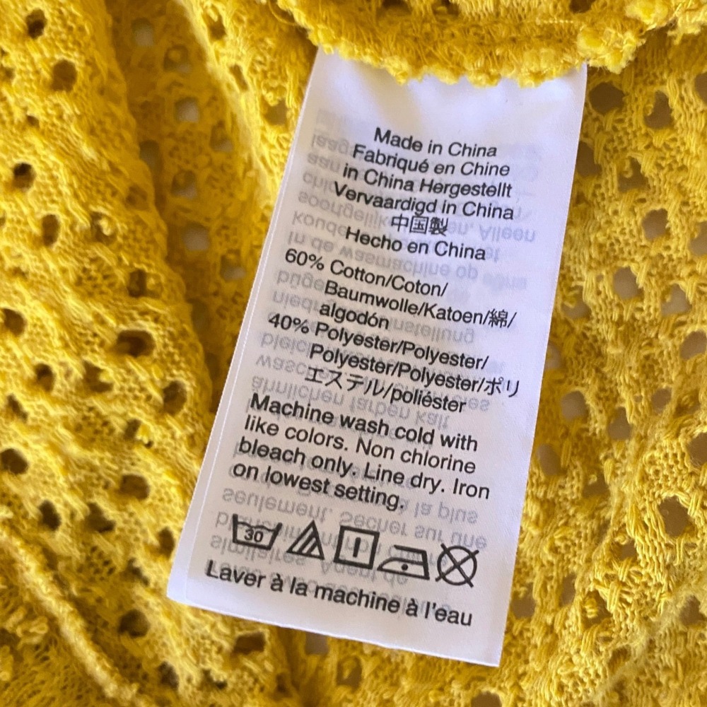 Madewell Texture & Thread Womens Top S Yellow Pointelle Flutter Sleeve Knit - Picture 5 of 7